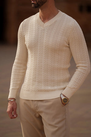 Donato Loures v-neck lightweight sweater beige