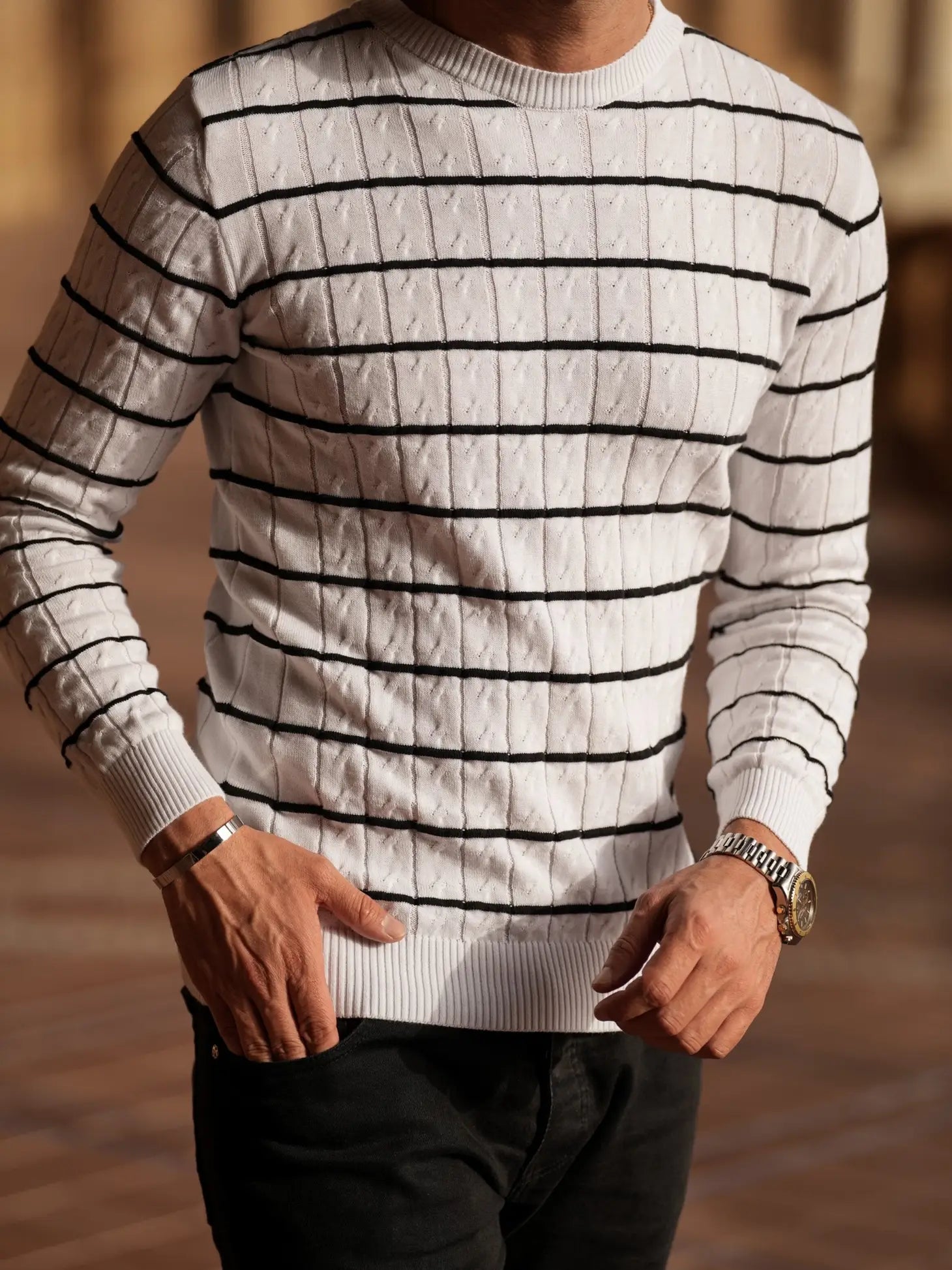Donato Rayas lightweight cotton sweater white/black