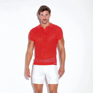 Code 22 knit polo shirt 7003 coral red
