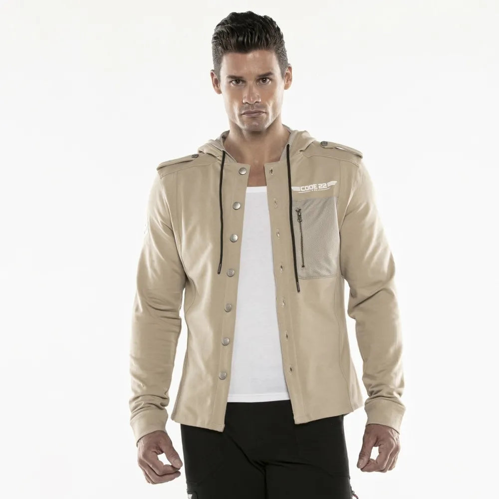 Code 22 hooded shirt jacket 9714 beige