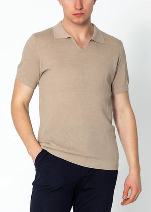 RNT23 jersey knit polo shirt stone