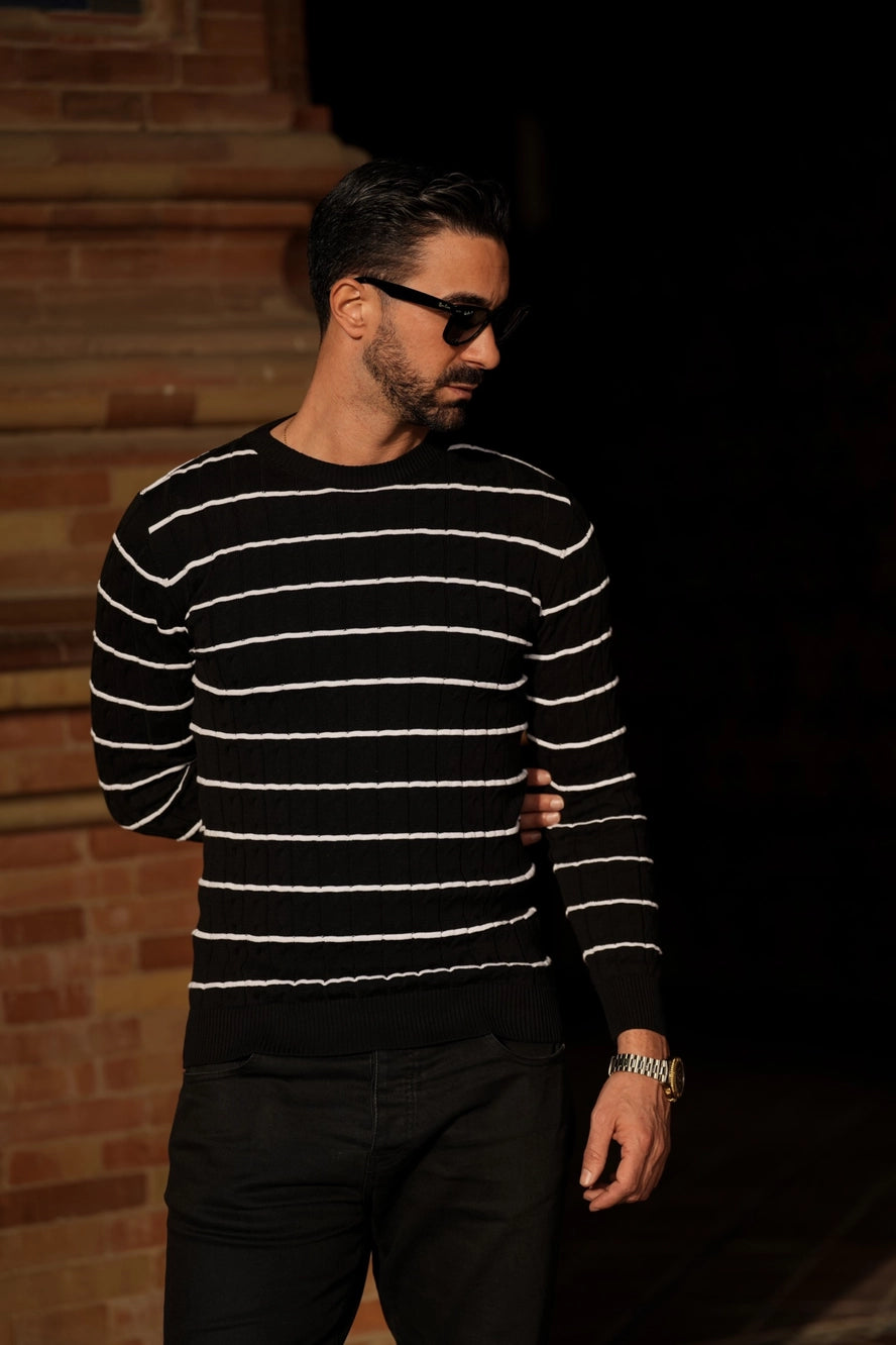 Donato Rayas lightweight cotton sweater black/white