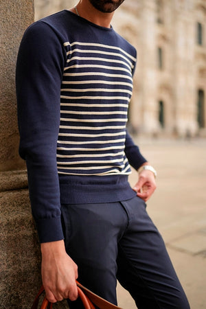 Donato Portima lightweight cotton sweater navy blue