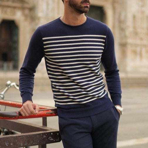 Donato Portima lightweight cotton sweater navy blue