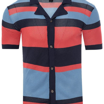 SoulStar Hashi Knit Shirt - Blue/Red