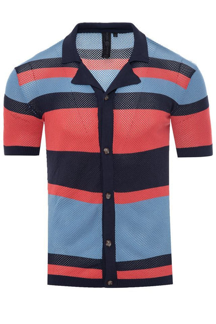 SoulStar Hashi Knit Shirt - Blue/Red