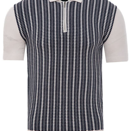 SoulStar Kinney Zip Knit Polo Shirt - Navy