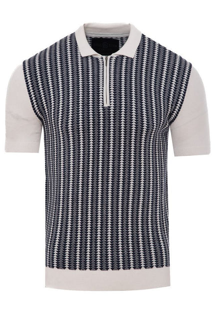SoulStar Kinney Zip Knit Polo Shirt - Navy