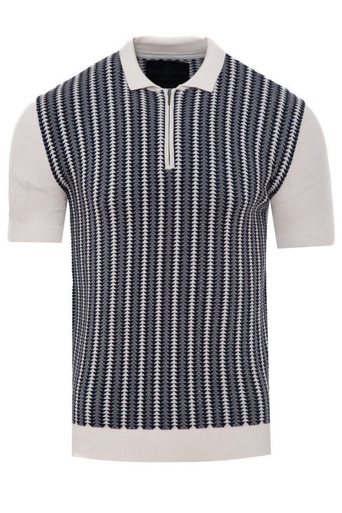 SoulStar Kinney Zip Knit Polo Shirt - Navy