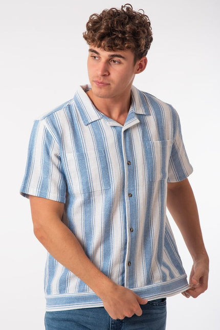 SoulStar Doheny Slim-Fit Shirt - White/Blue Stripe