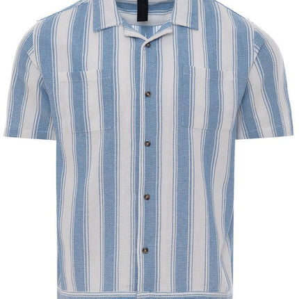 SoulStar Doheny Slim-Fit Shirt - White/Blue Stripe