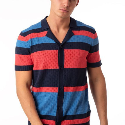 SoulStar Hashi Knit Shirt - Blue/Red
