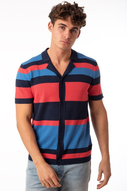 SoulStar Hashi Knit Shirt - Blue/Red
