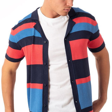 SoulStar Hashi Knit Shirt - Blue/Red