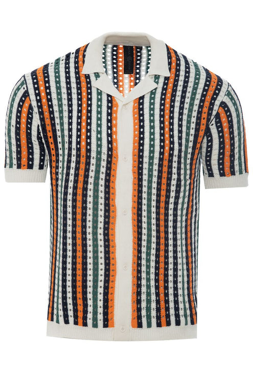 SoulStar Sub Open Knit Shirt - Ecru Stripe