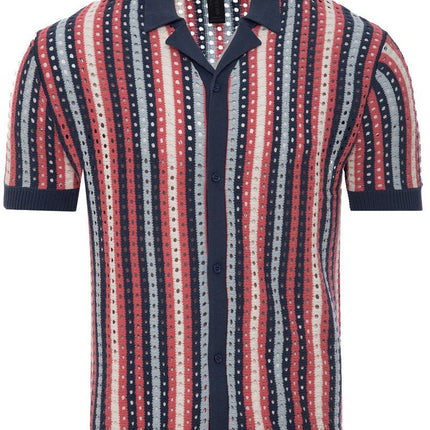 SoulStar Sub Open Knit Shirt - Blue Stripe