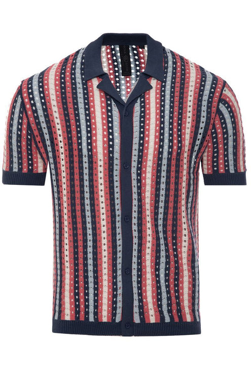 SoulStar Sub Open Knit Shirt - Blue Stripe