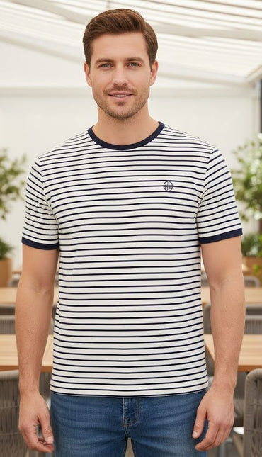 SoulStar Sail Cotton T-Shirt - Navy Stripe