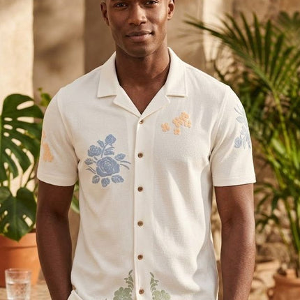 SoulStar Embroidered Slim-Fit Shirt - Floral White