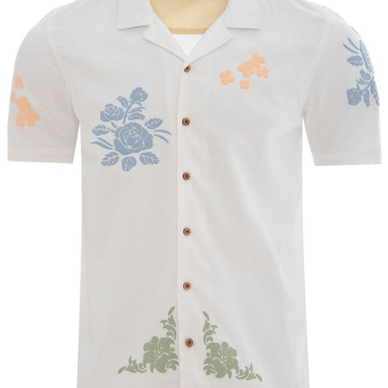 SoulStar Embroidered Slim-Fit Shirt - Floral White