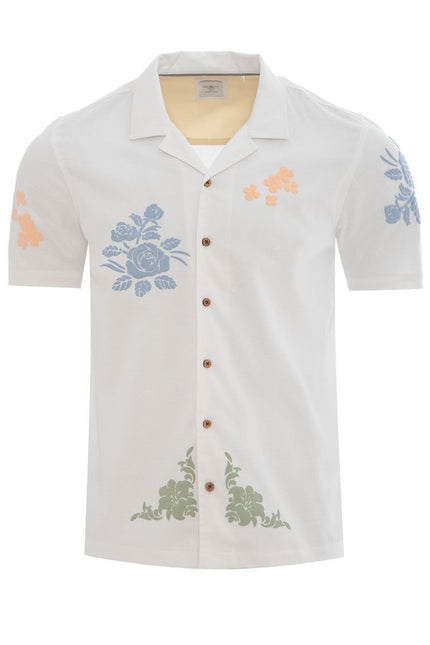 SoulStar Embroidered Slim-Fit Shirt - Floral White