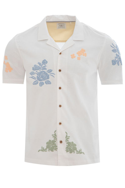 SoulStar Embroidered Slim-Fit Shirt - Floral White