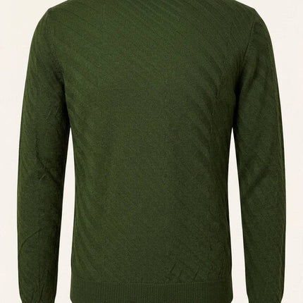 Ron Tomson Textured Crew Neck Sweater - Olive Green