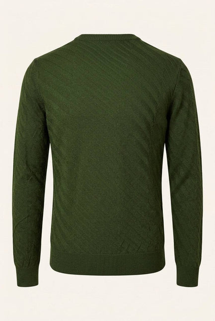 Ron Tomson Textured Crew Neck Sweater - Olive Green
