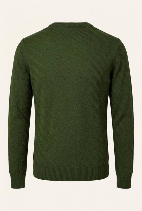 Ron Tomson Textured Crew Neck Sweater - Olive Green