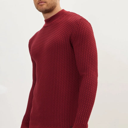 Ron Tomson Mock Neck Sweater - Burgundy