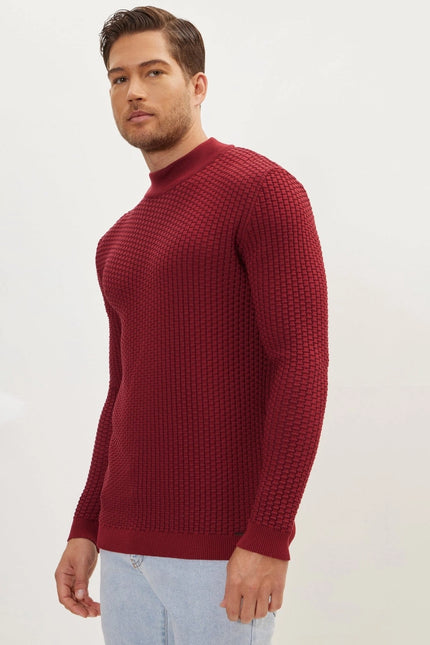 Ron Tomson Mock Neck Sweater - Burgundy