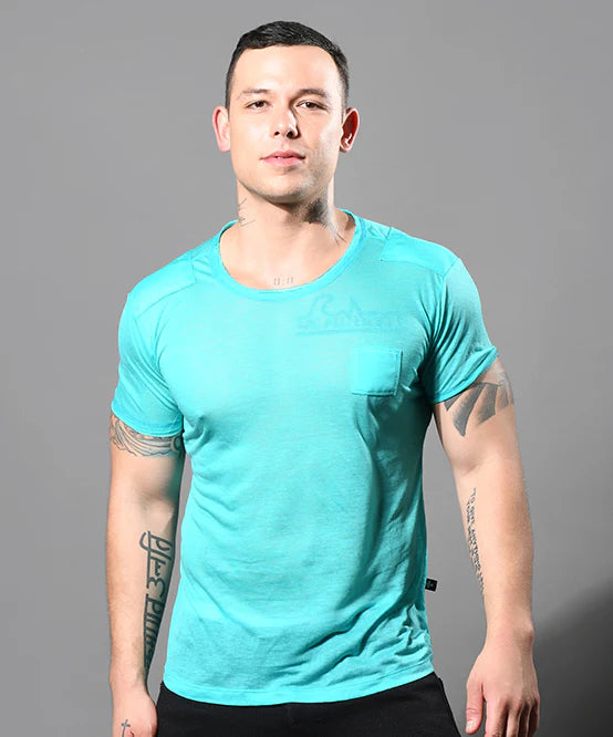Andrew Christian 10419 Sheer Burnout t-shirt teal