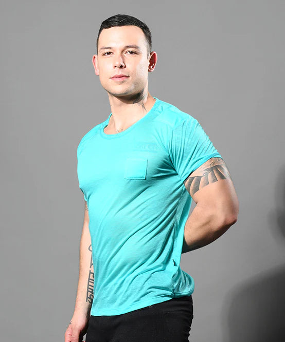 Andrew Christian 10419 Sheer Burnout t-shirt teal