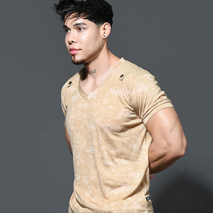 Andrew Christian 10425 Enlist v-neck t-shirt camouflage tan