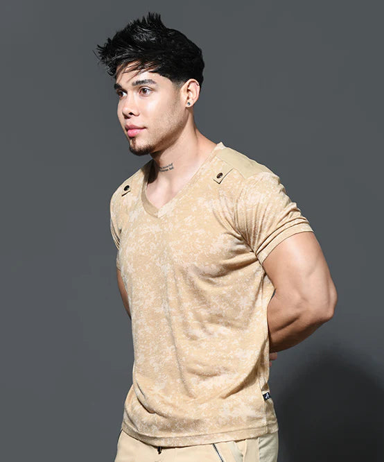 Andrew Christian 10425 Enlist v-neck t-shirt camouflage tan