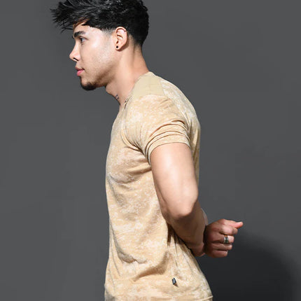 Andrew Christian 10425 Enlist v-neck t-shirt camouflage tan