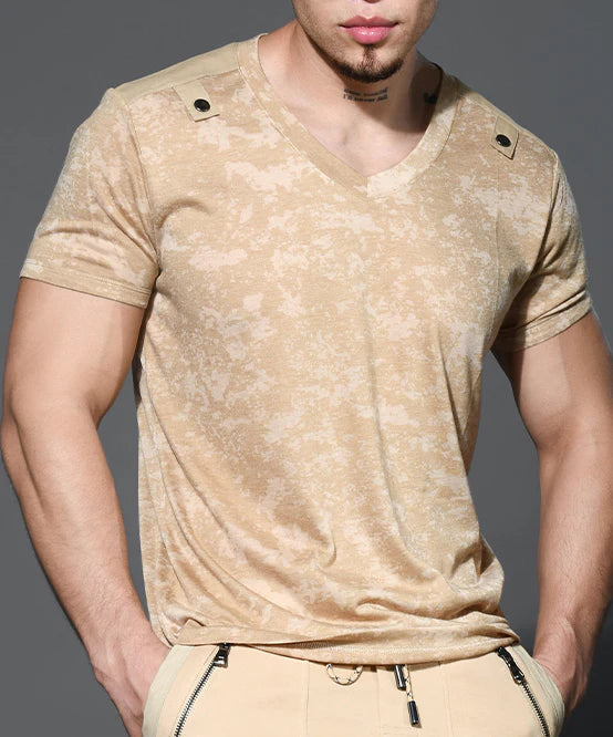 Andrew Christian 10425 Enlist v-neck t-shirt camouflage tan