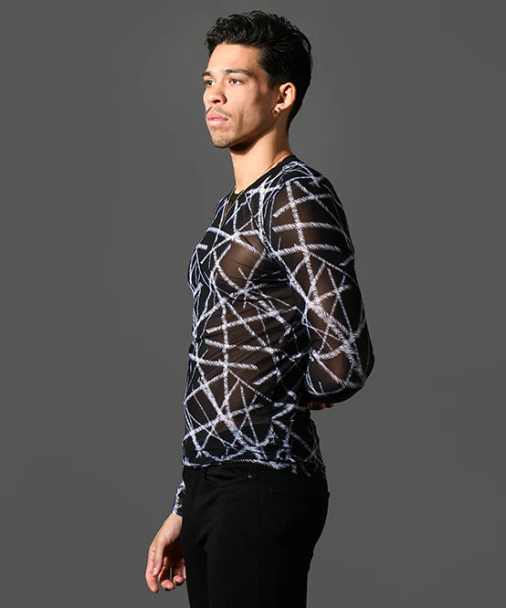 Andrew Christian 10435 mesh long sleeve t-shirt sheer black