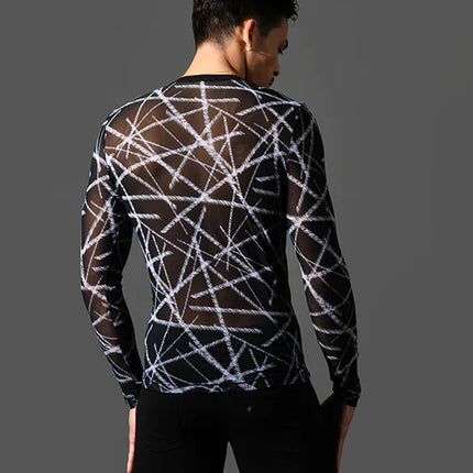 Andrew Christian 10435 mesh long sleeve t-shirt sheer black