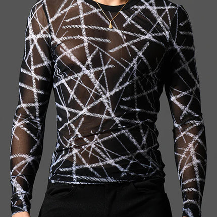 Andrew Christian 10435 mesh long sleeve t-shirt sheer black