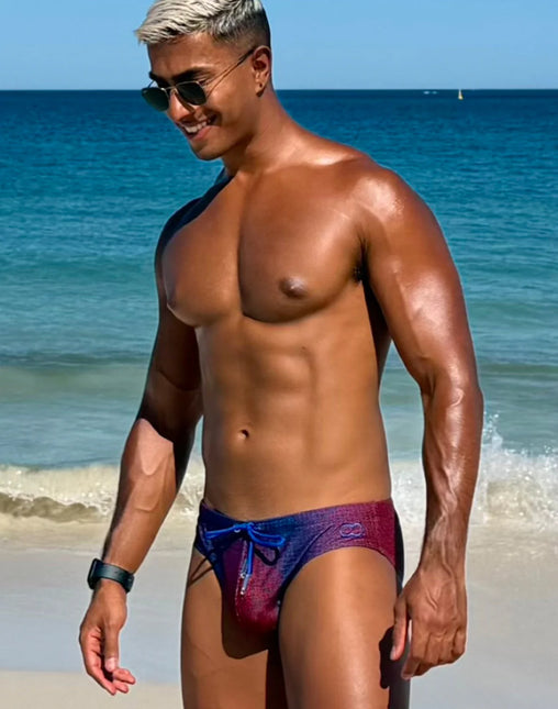 2eros V10 Pixelpop Swim Brief - Navy/Red