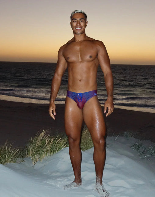 2eros V10 Pixelpop Swim Brief - Navy/Red