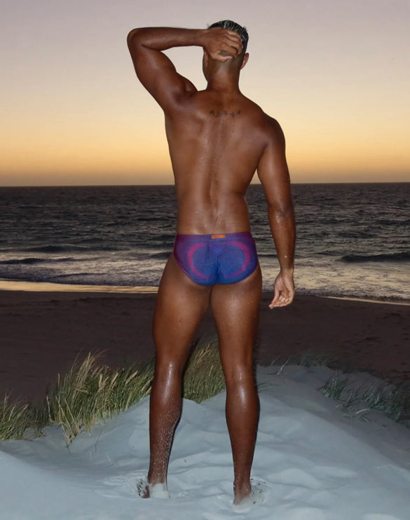 2eros V10 Pixelpop Swim Brief - Navy/Red