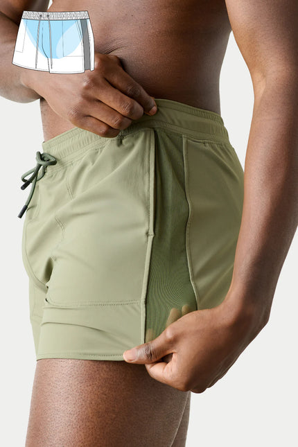 AWRY Edge 4-Inch Shorts W/Mesh Panel - Moss Green