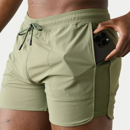 AWRY Edge 4-Inch Shorts W/Mesh Panel - Moss Green