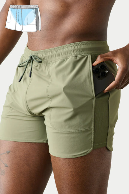 AWRY Edge 4-Inch Shorts W/Mesh Panel - Moss Green