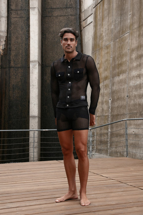 Code 22 Openwork 9739 mesh shirt black