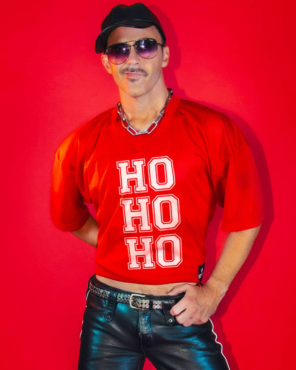 Peachy Kings Ho Ho Ho Mesh Football Jersey - Red
