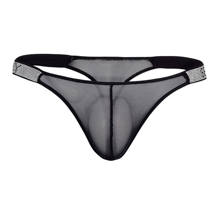 Sexy Boy Mesh Thong w/ Rhinestones - Black