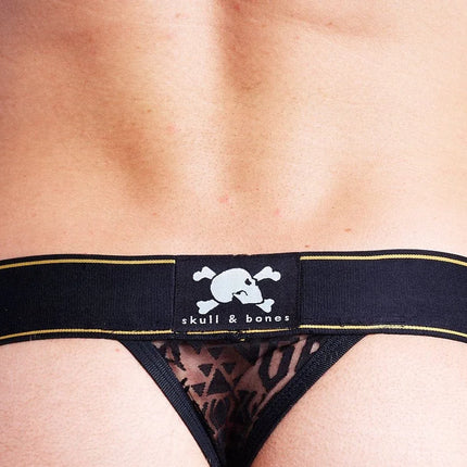 Skull & Bones Burnout mesh thong black